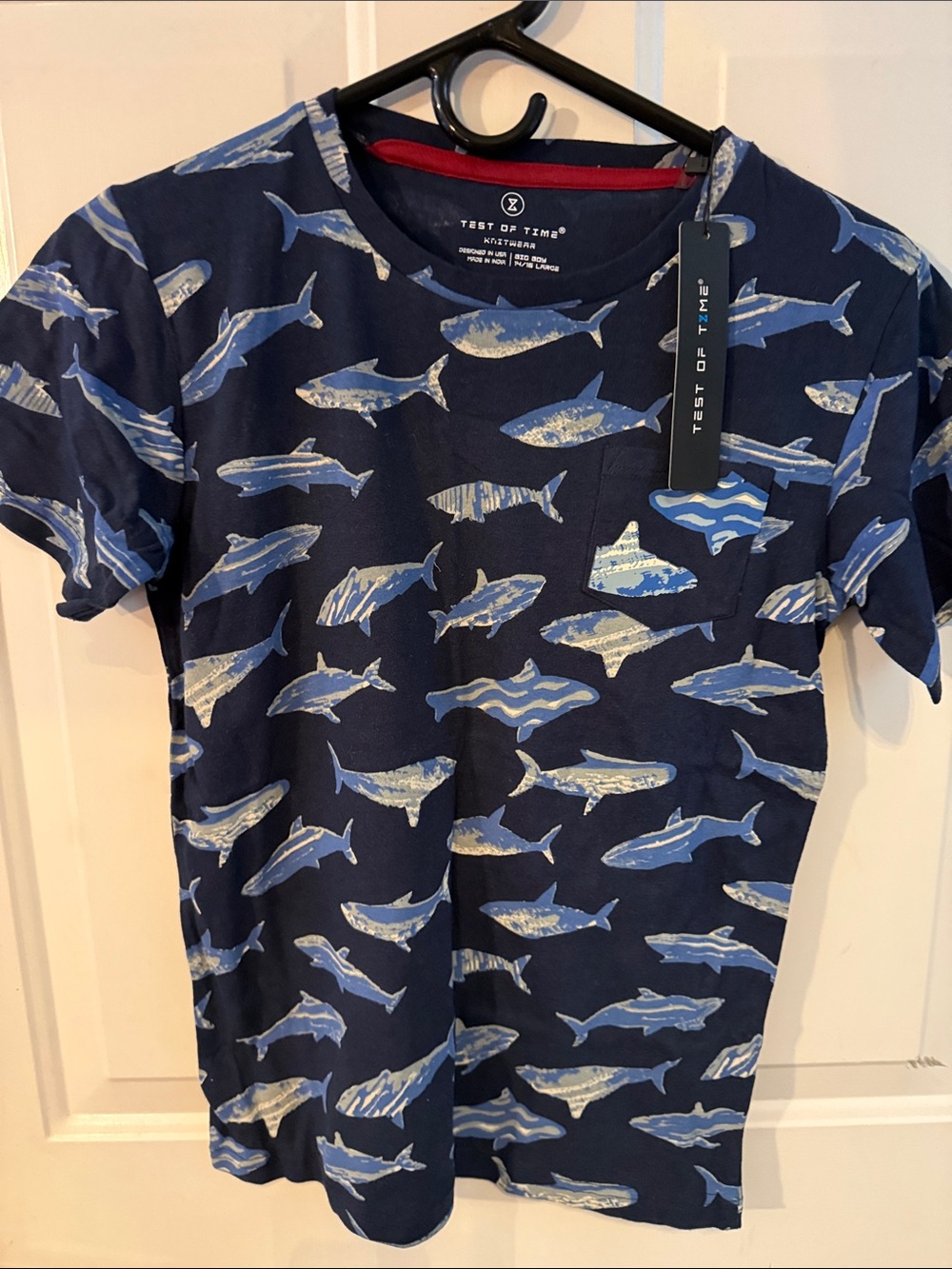 Boys' Navy Shark Print Short Sleeve Tee